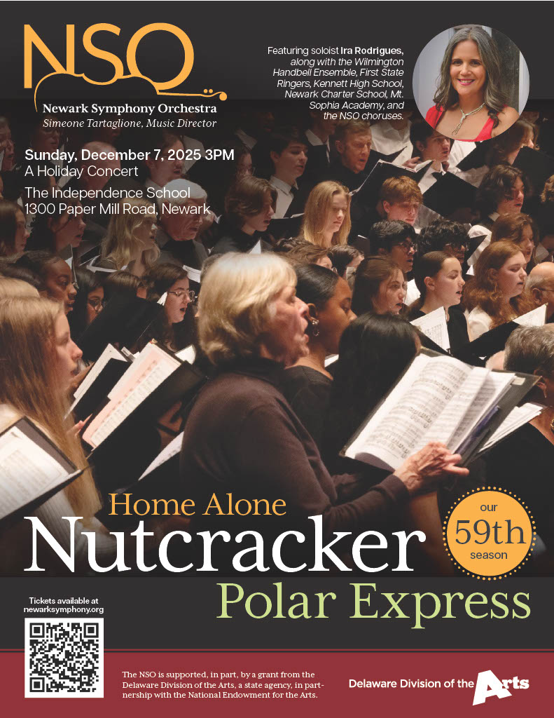 Concert Flyer featuring choral singers with info on concert dates and content