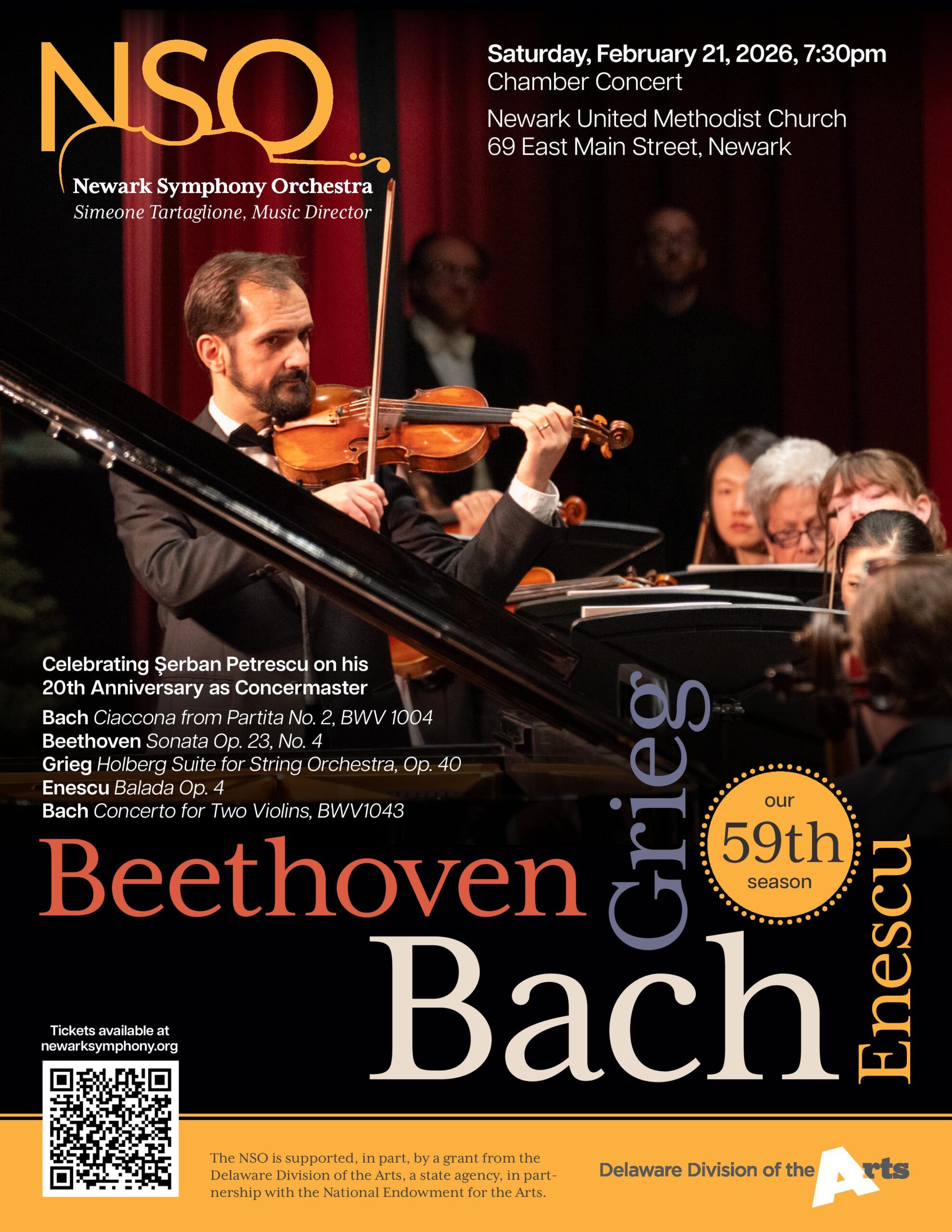 Concert Flyer featuring choral singers with info on concert dates and content